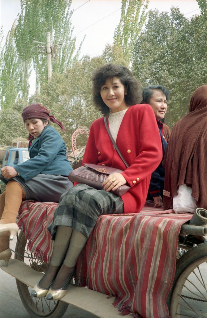 33 Beautiful Woman Fellow Passenger In Our Taxi Horse And Cart Kashgar 1993
